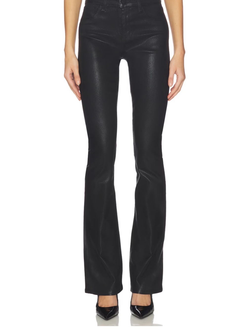 L'AGENCE Black Faux-Leather Boot-Cut Jeans